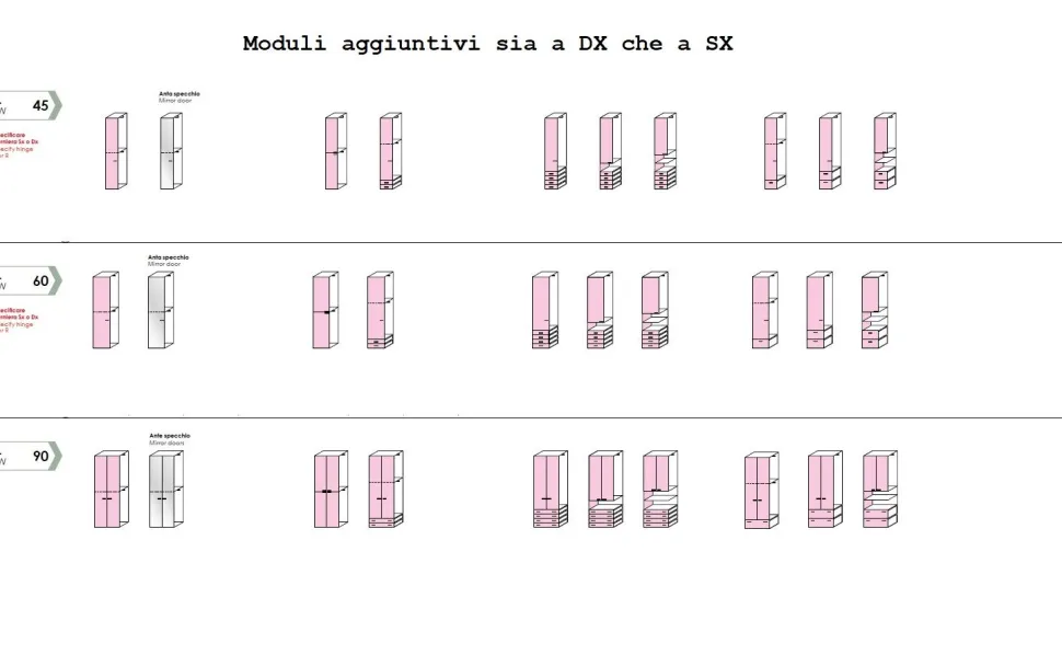 Angolo cabina armadio componibile modulare disponibile in 2 altezze e 15 colori