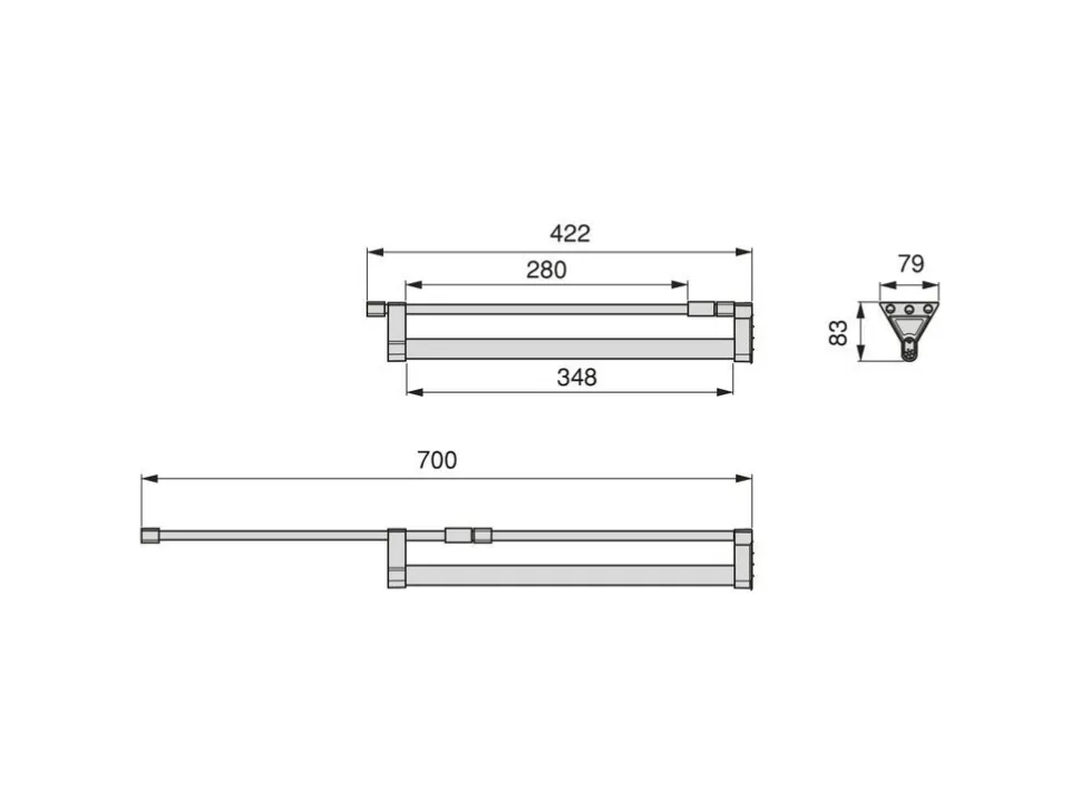 Appendiabiti estraibile per interno armadi in Alluminio disponibile in 2 colori