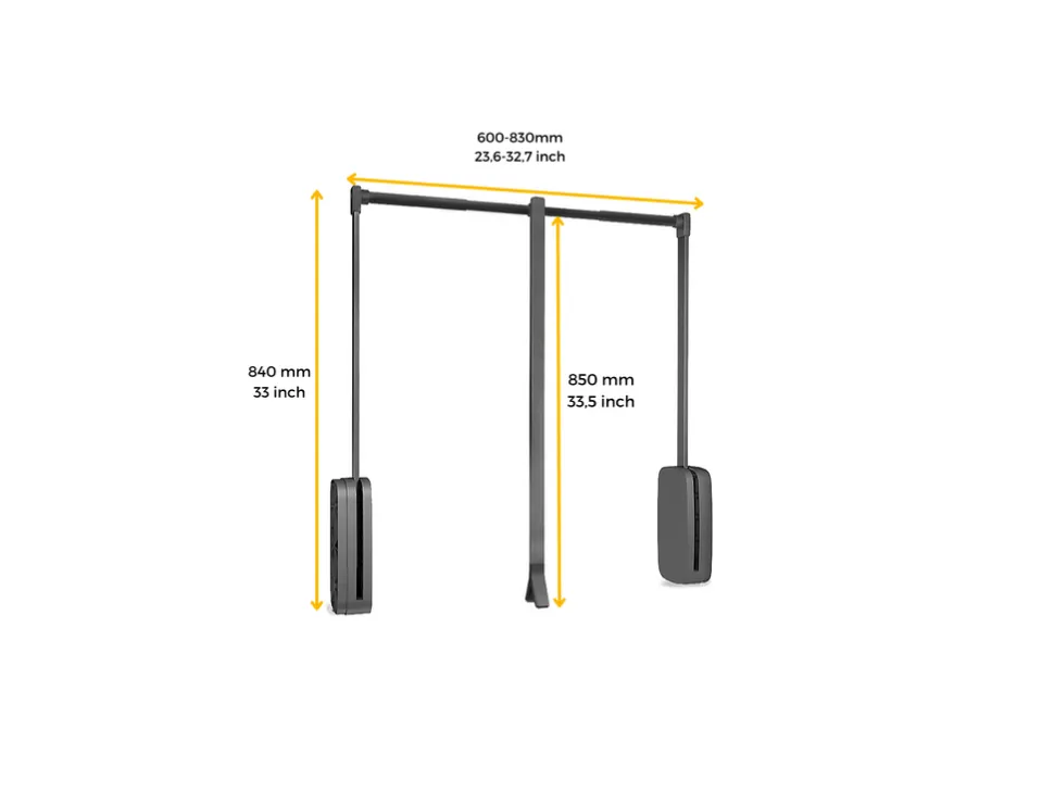 Appendiabiti per armadio Sling, disponibile in 3 misure e 3 colori in Acciaio e Tecnoplastica.