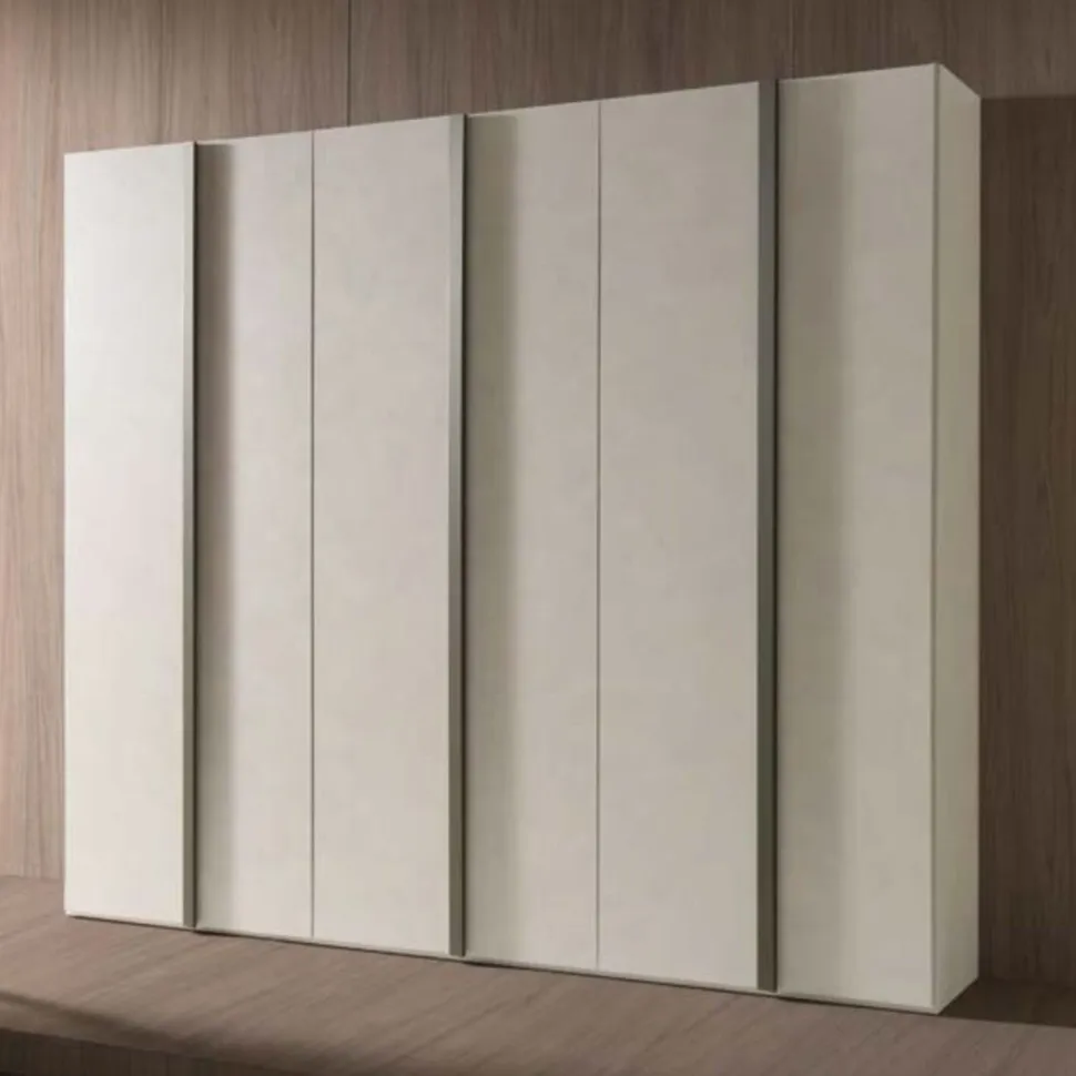 Armadio Agata 6 ante battenti linea Domino finitura Calce e Grigio Londra