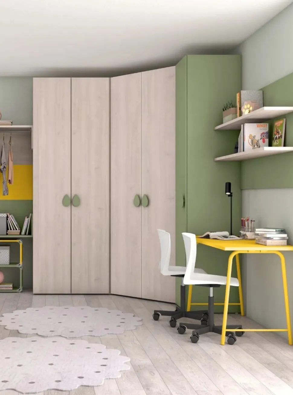 Armadio angolare 5 ante battenti Lucas linea Volo disponibile in 2 misure e vari colori