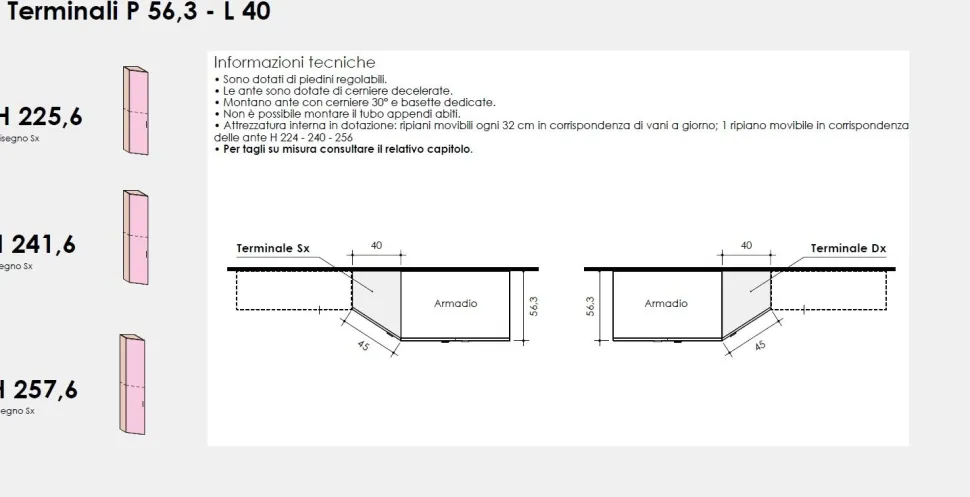 Armadio angolare con ante battenti e vano tv fisso disponibile in 3 misure e vari colori