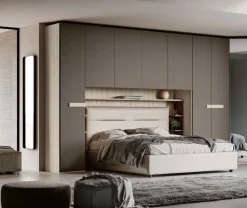 Armadio angolare moderno a ponte con ante battenti e libreria con maniglie in MDF disponibile in 2 misure e vari colori Frida