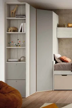 Armadio angolare salvaspazio con scarpiera Bianco altea e Grigio seta disponibile in 2 misure e vari colori