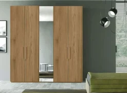 Armadio ante battenti a specchio finitura Rovere componibile disponibile in 6 misure e vari colori linea Bam