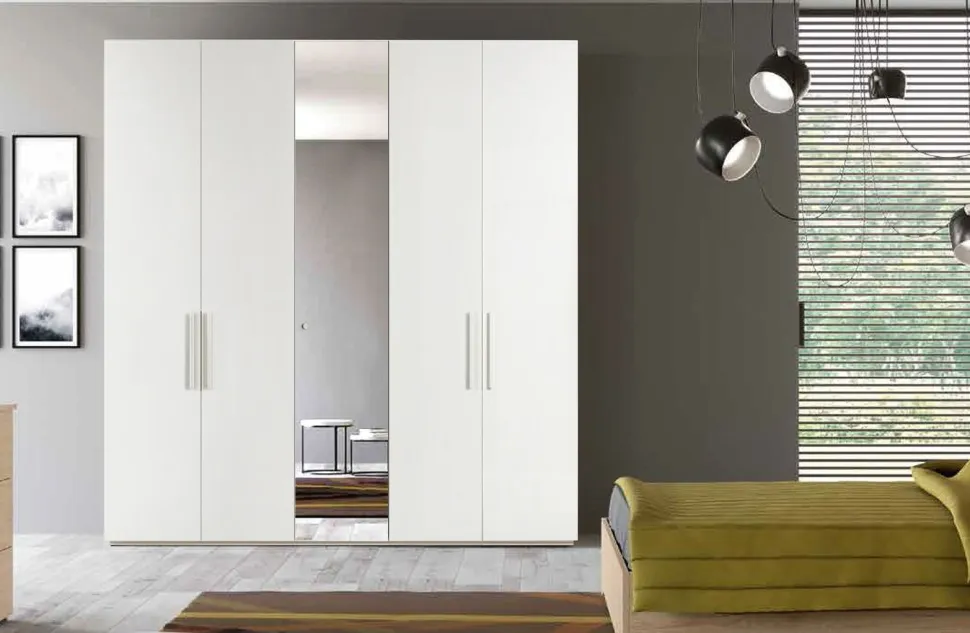 Armadio ante battenti a specchio finitura Rovere componibile disponibile in 6 misure e vari colori linea Bam