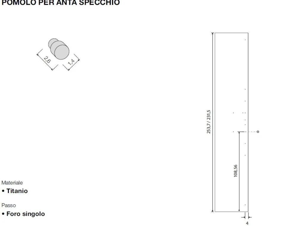Armadio ante battenti a specchio finitura Rovere componibile disponibile in 6 misure e vari colori linea Bam