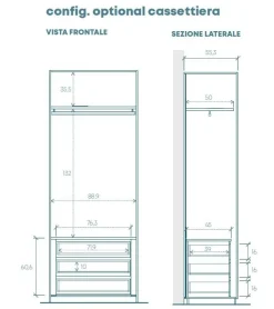 Armadio 6 ante battenti Cashmere con 3 cassetti Vano TV girevole e maniglie a gola disponibile in 3 colori
