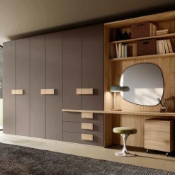 Armadio 6 ante battenti con 3 cassetti e Scrivania integrata disponibile in vari colori