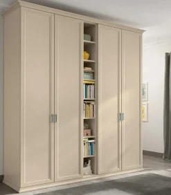 Armadio 4 ante battenti con libreria centrale linea Omega disponibile in 2 misure e vari colori