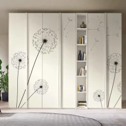Armadio 6 ante battenti con libreria e maniglia a tutta altezza con grafica personalizzabile