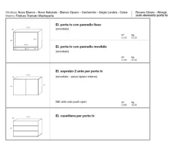 Armadio 6 ante battenti con vano porta tv e 3 cassetti disponibile in 2 misure con maniglia in alluminio verniciato