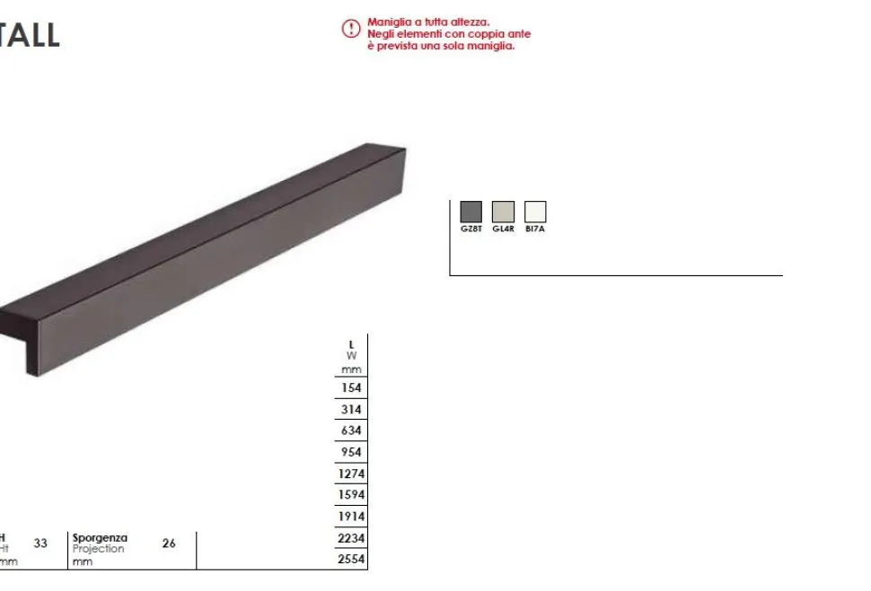 Armadio 5 ante battenti e 4 cassetti con maniglia a tutta altezza Dea disponibile in 2 misure e 15 colori