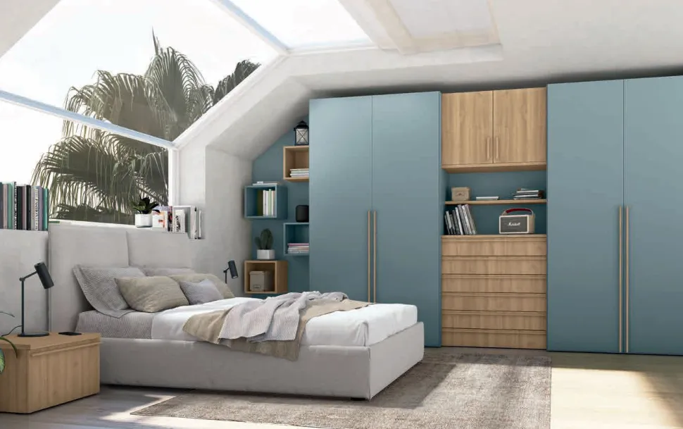 Armadio 6 ante battenti e 6 cassetti Cristian linea Volo disponibile in 2 misure e 15 colori