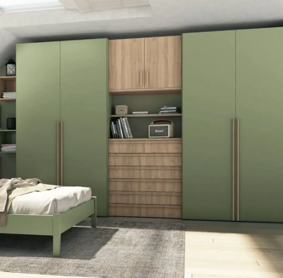 Armadio 6 ante battenti e 6 cassetti Cristian linea Volo disponibile in 2 misure e 15 colori