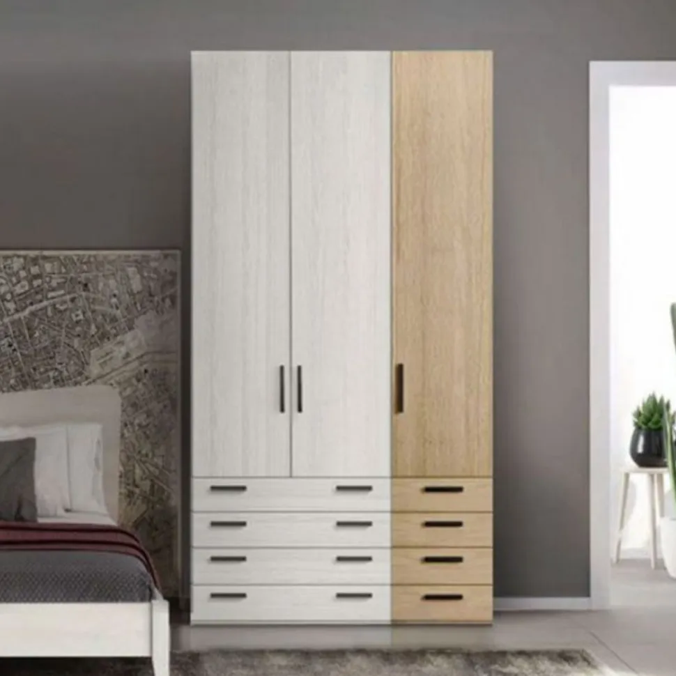 Armadio 3 ante battenti e 8 cassetti Marta linea Volo disponibile in 2 misure e 15 colori