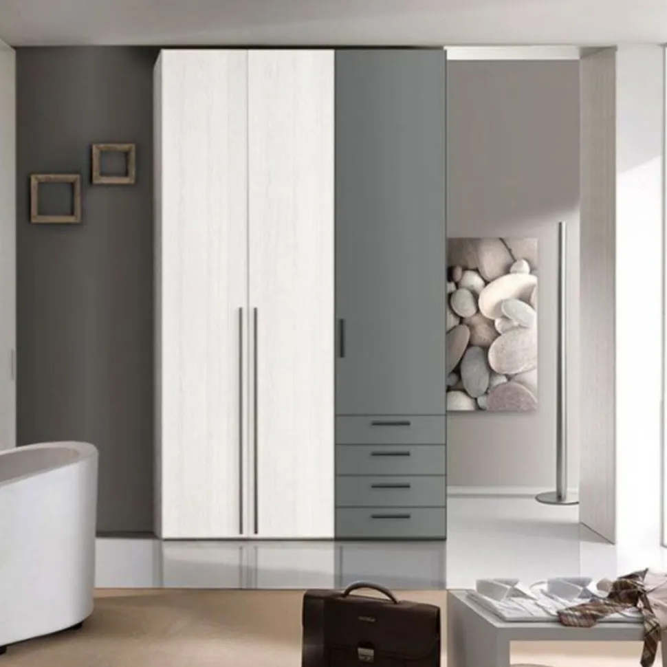 Armadio 3 ante battenti e 4 cassetti Tizzi linea Volo disponibile in 2 misure e 15 colori