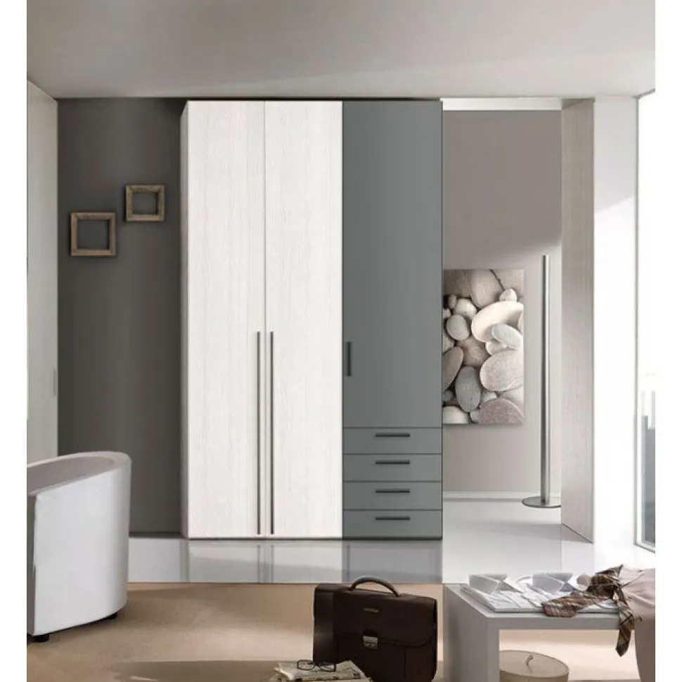 Armadio 3 ante battenti e 4 cassetti Tizzi linea Volo disponibile in 2 misure e 15 colori
