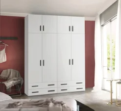 Armadio 8 ante battenti e 4 cassetti Patrik linea Volo disponibile in 15 colori