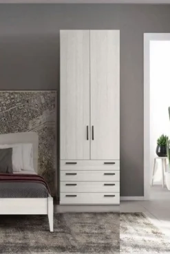 Armadio 2 ante battenti e 4 cassetti Dea linea Volo disponibile in 2 misure e 15 colori