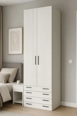 Armadio 2 ante battenti e 4 cassetti Dea linea Volo disponibile in 2 misure e 15 colori