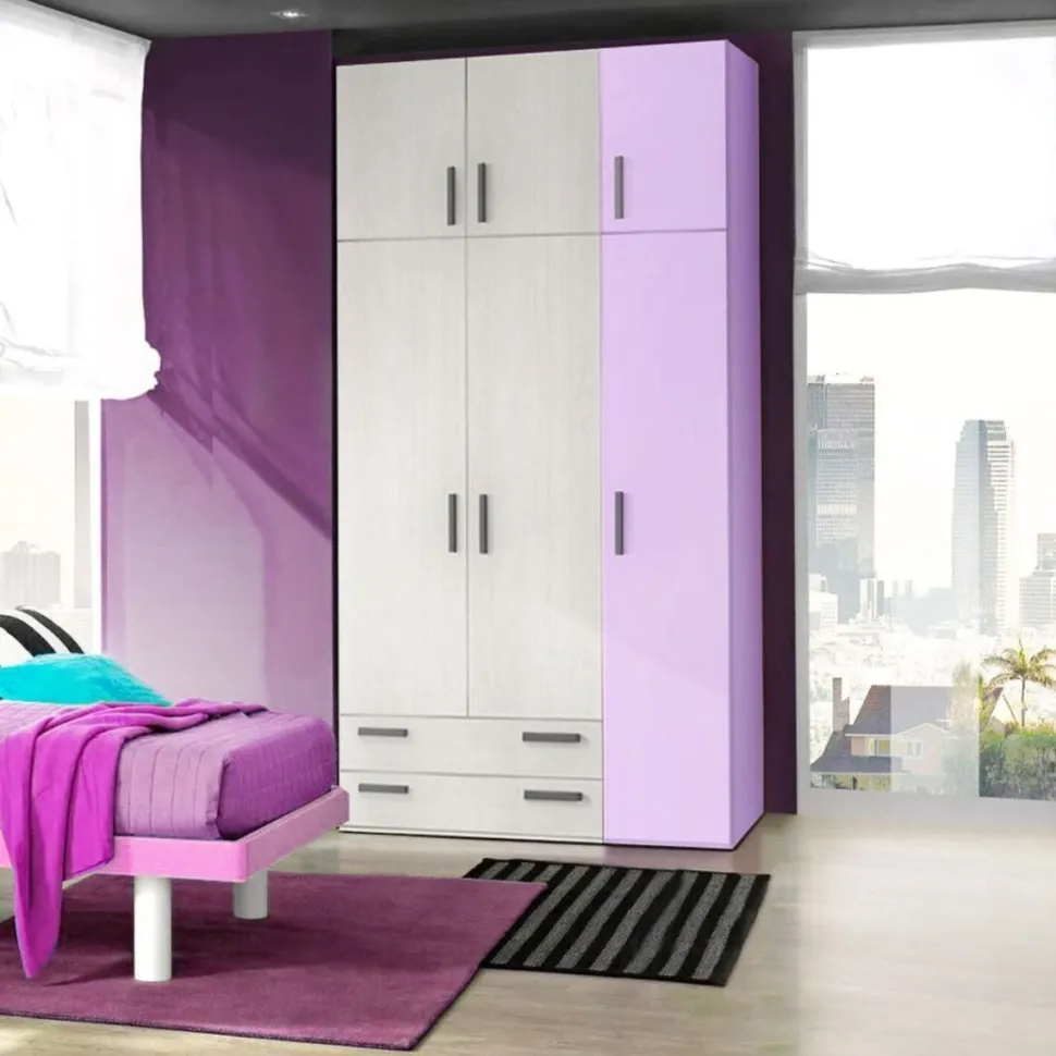 Armadio 6 ante battenti e 2 cassetti Porter linea Volo disponibile in 15 colori