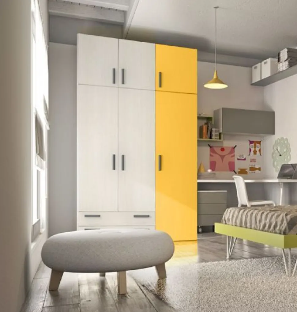 Armadio 6 ante battenti e 2 cassetti Porter linea Volo disponibile in 15 colori