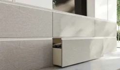 Armadio 6 ante battenti e 6 Cassetti con Vano TV Bianco opaco e Graniglia chiaro disponibile in vari colori