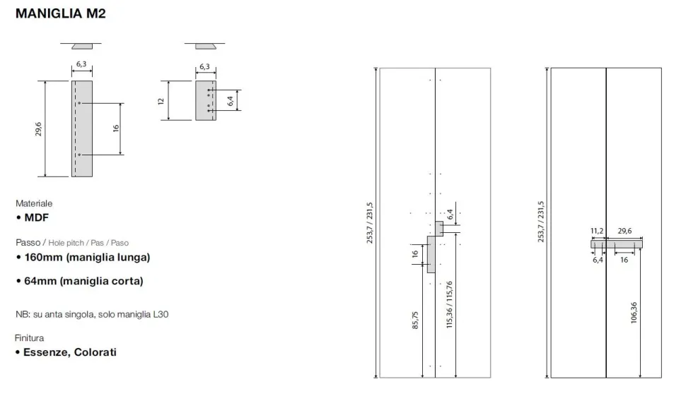 Armadio 4 ante battenti e 2 librerie finitura Rovere e Grigio con maniglia in MDF disponibile in 2 misure e vari colori Polly