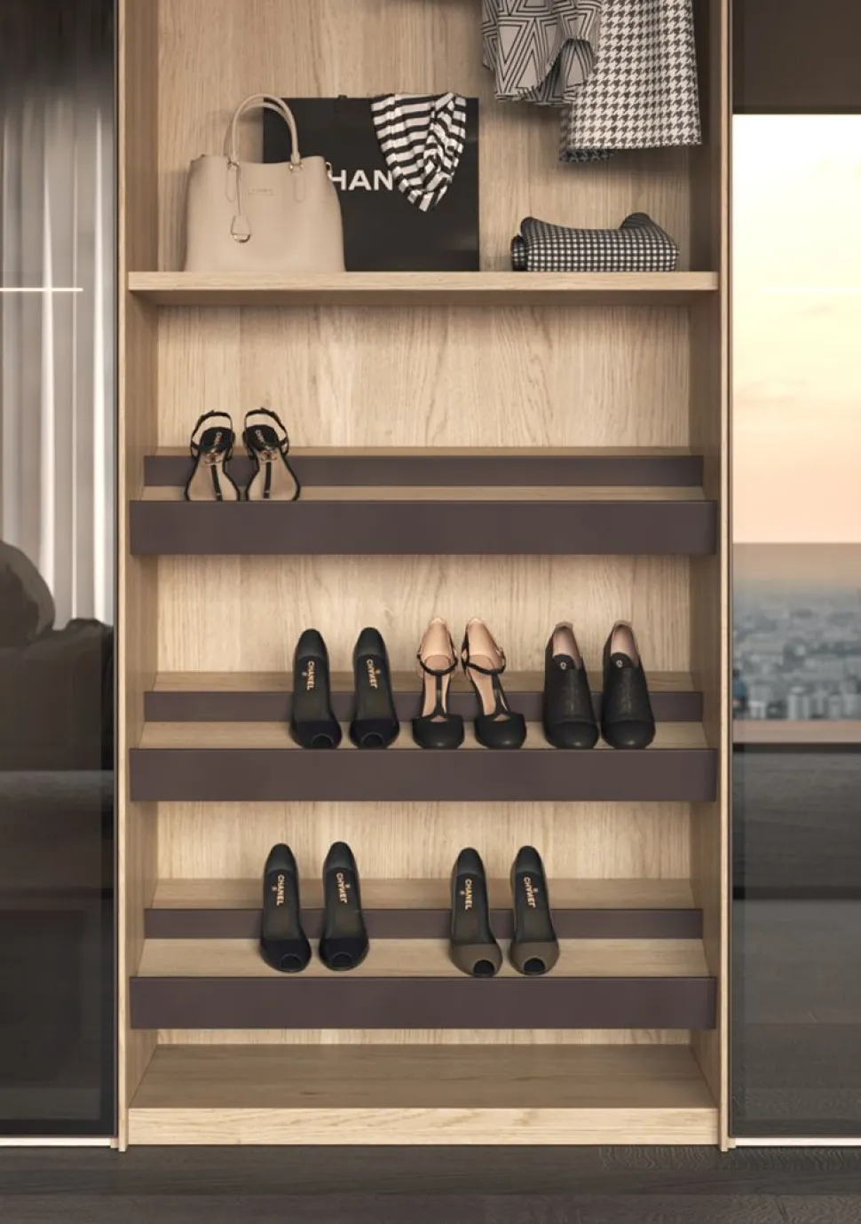 Armadio ante battenti in vetro con telaio in alluminio Origin linea New Season