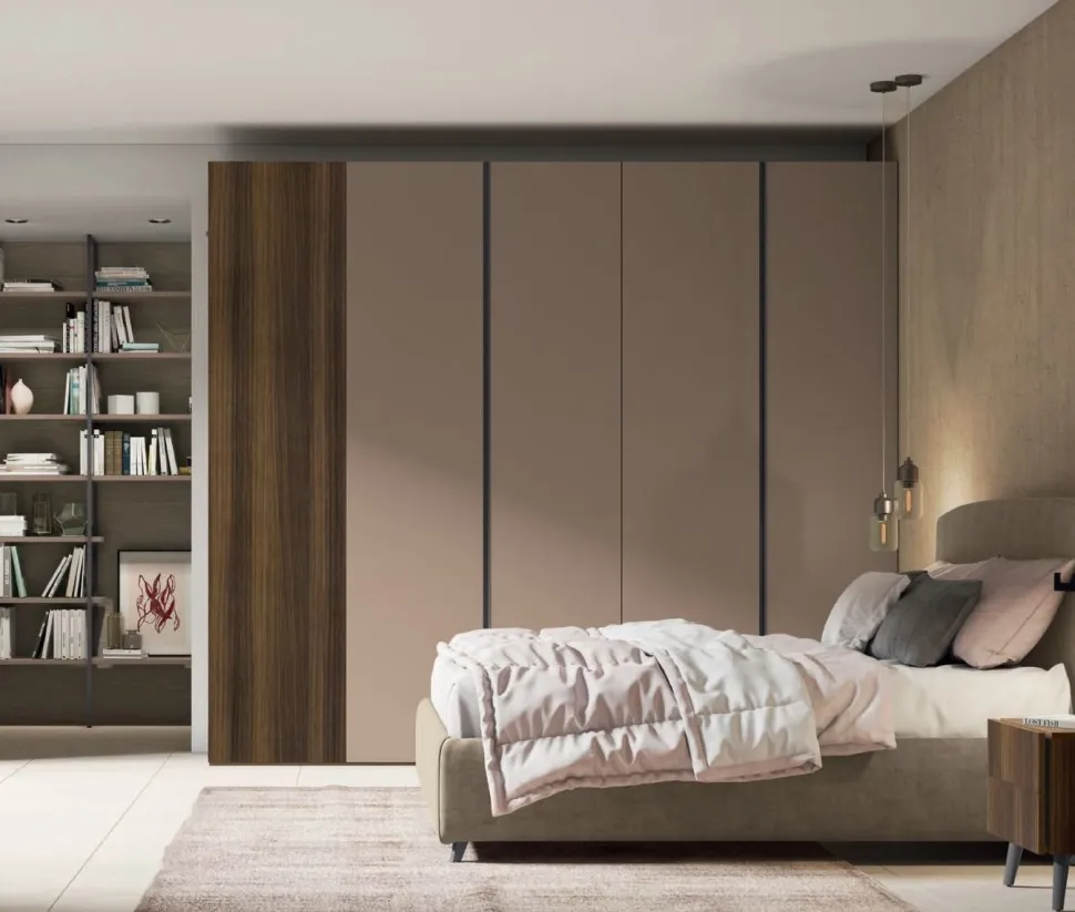 Armadio 4 ante battenti Lucy con libreria terminale linea Lotto disponibile in 21 colorazioni