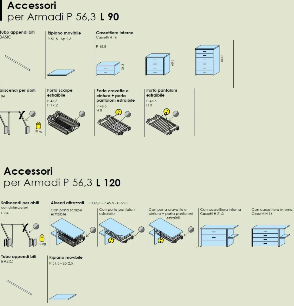 Armadio 6 ante battenti Yuri con vano Tv e 4 cassetti linea Lotto disponibile in 21 colorazioni