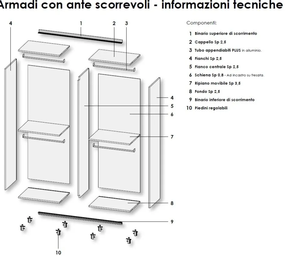 Armadio 2 ante scorrevoli Balik linea Lotto disponibile in 21 colorazioni