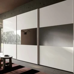 Armadio 3 ante scorrevoli Bianco opaco con Fascia a Specchio disponibile in vari colori