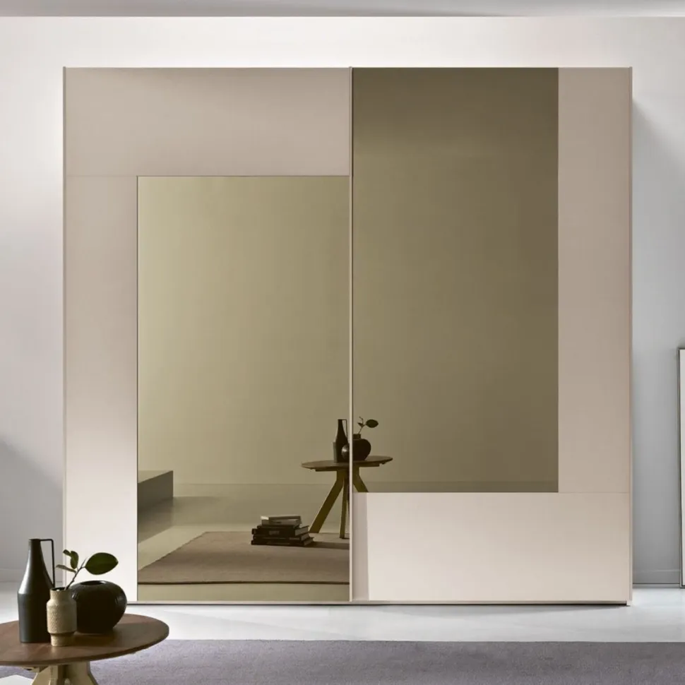 Armadio 2 ante scorrevoli Cachemire e Specchio Bronzo Lux linea Domino