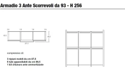 Armadio 3 ante scorrevoli con anta a specchio Lika disponibile in vari colori