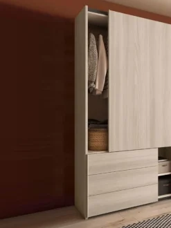 Armadio 2 ante scorrevoli con 3 cassetti Bianco Altea e Ardesia disponibile in vari colori