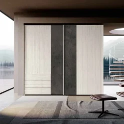 Armadio 2 ante scorrevoli con 3 cassetti Bianco Altea e Ardesia disponibile in vari colori