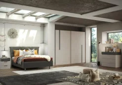 Armadio 2 ante scorrevoli con inserti Leonard in finitura Cashmere e Antracite disponibile in 2 misure