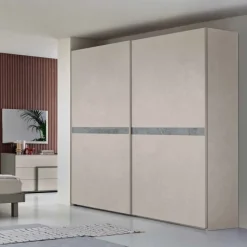 Armadio 2 ante scorrevoli con inserto in vetro Mister linea Domino disponibile in vari colori