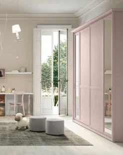 Armadio 2 ante scorrevoli con inserti a specchio Moon linea Omega disponibile in 2 misure e vari colori