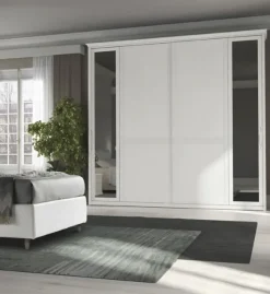 Armadio 2 ante scorrevoli con inserti a specchio Ines linea Ginevra disponibile in 2 misure e vari colori
