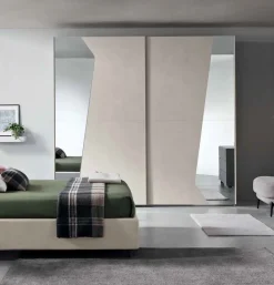 Armadio 2 ante scorrevoli con inserti a specchio Astral linea Domino disponibile in vari colori