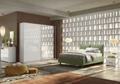 Armadio 2 ante scorrevoli con specchio Gioy linea Chèrie in finitura Bianco Lucido