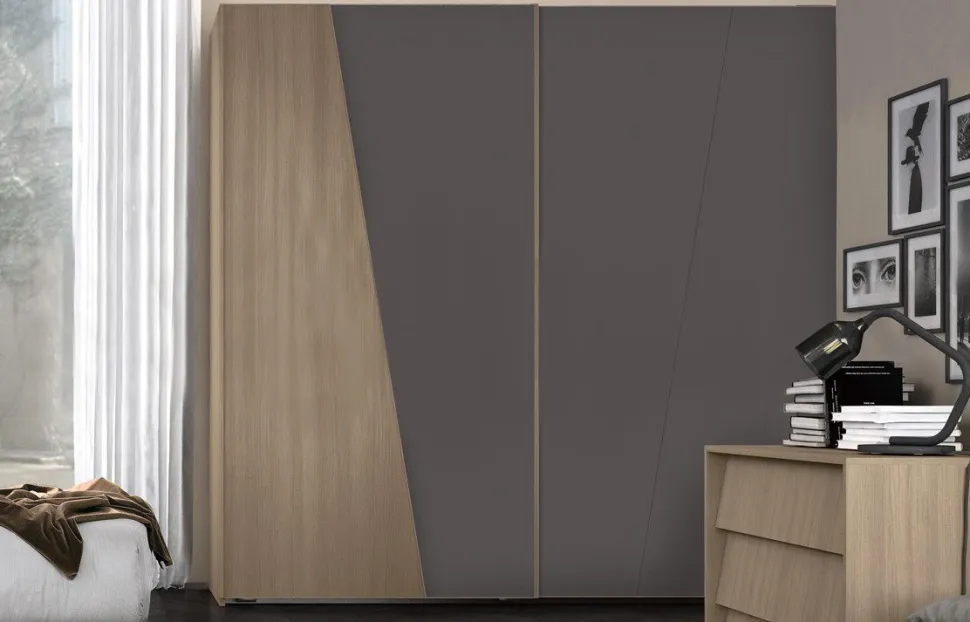 Armadio 2 ante scorrevoli Diago con profilo in alluminio disponibile in 21 colorazioni