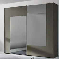 Armadio 2 ante scorrevoli Grigio Londra e Specchio Fumè Lux linea Domino