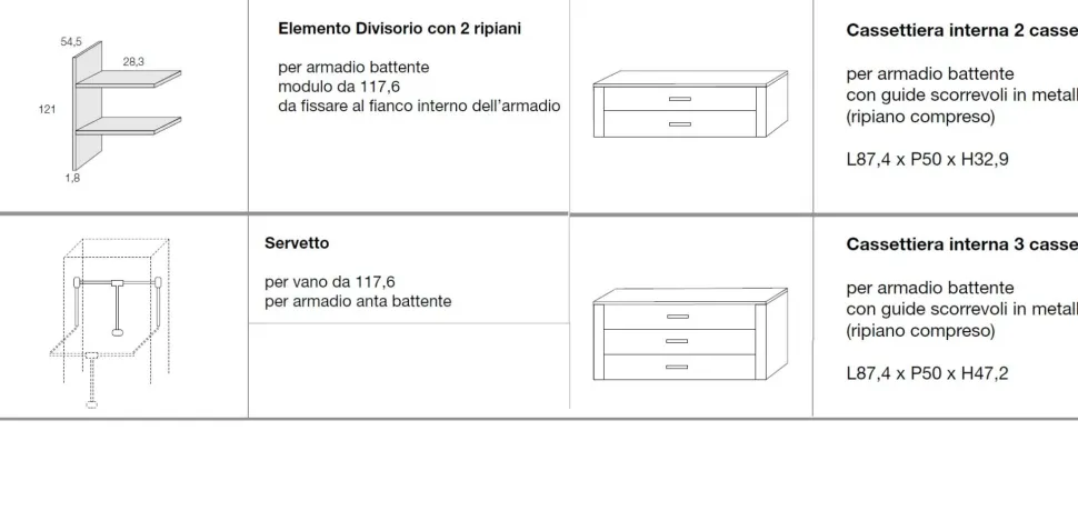 Armadio 2 ante scorrevoli Grigio Londra con inseri a specchio Alan linea Domino