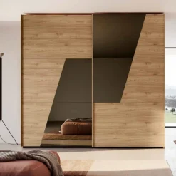 Armadio 2 ante scorrevoli in Noce Biondo con Specchi Bronzo disponibile in vari colori