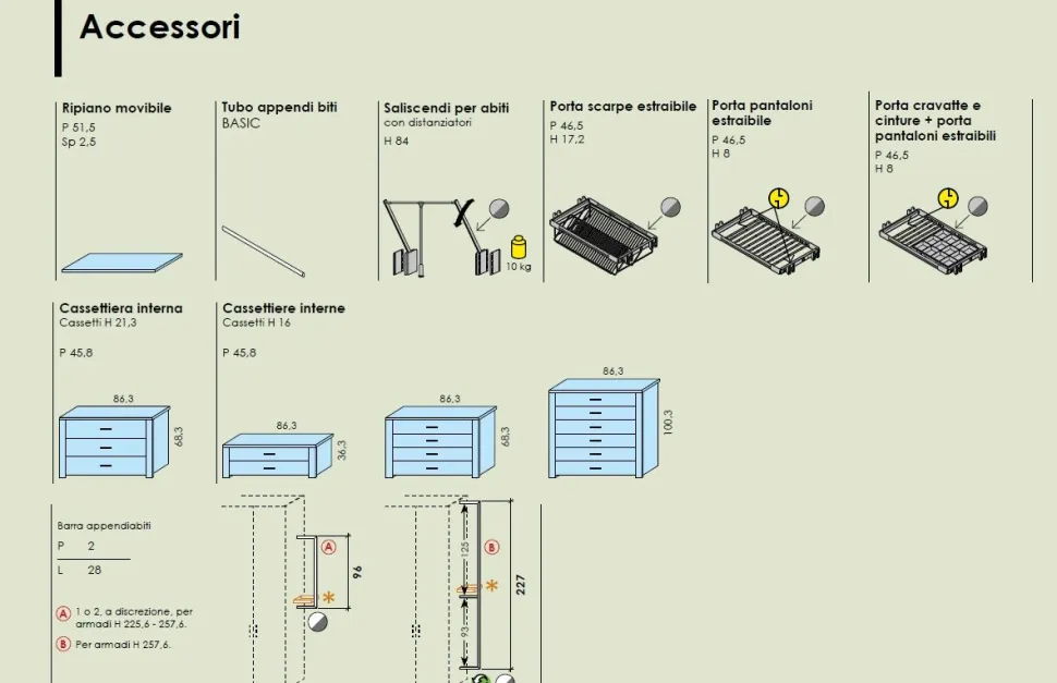 Armadio 3 ante scorrevoli Luna con inserto linea Lotto disponibile in 21 colorazioni