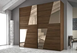 Armadio 2 ante scorrevoli Quercia Brown con inserti a specchio Bronzo Camilla linea Alba Notte